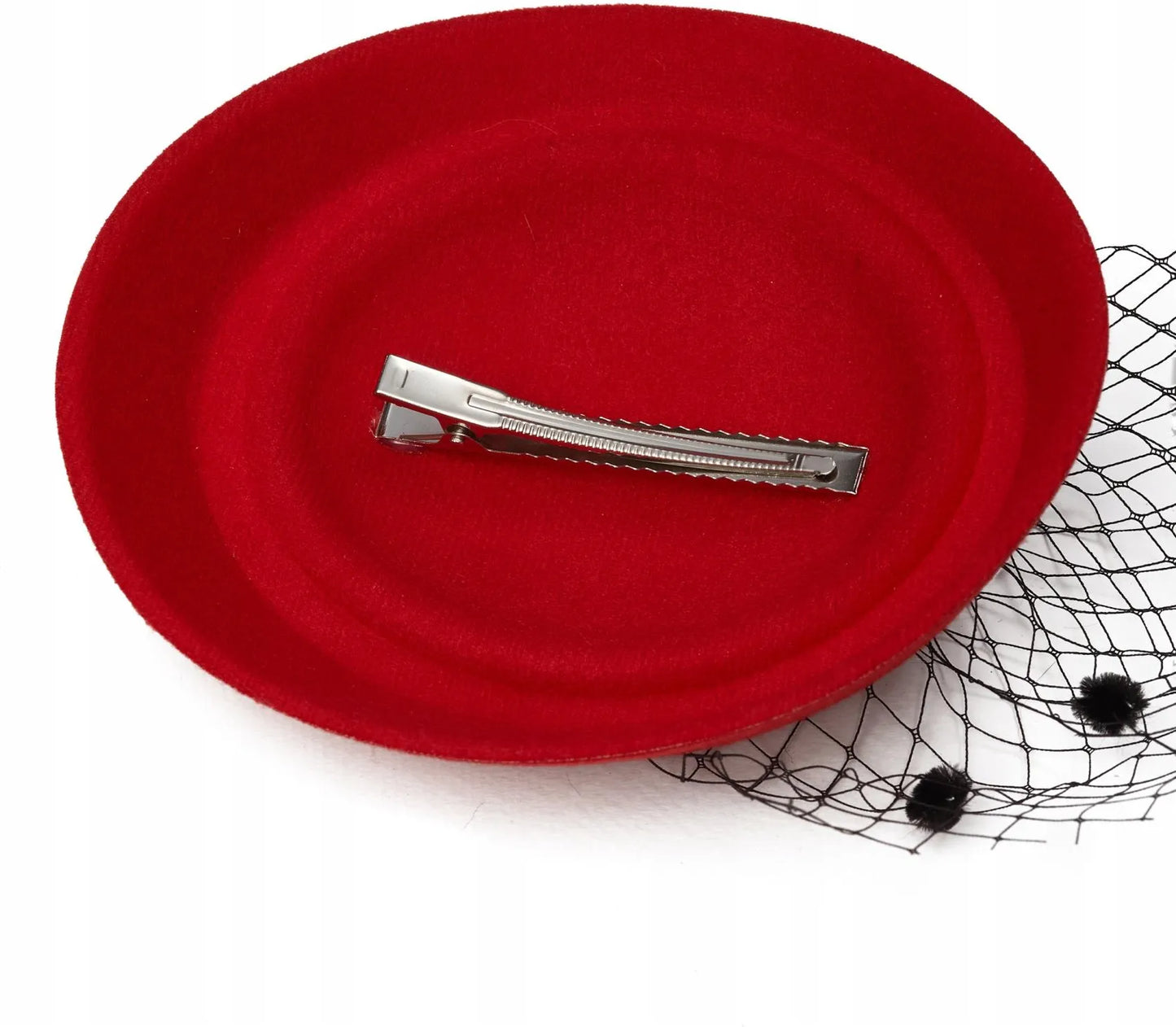 Damski Toczek Retro z Filcu – Z Kokardą i Perłowymi Koralikami – Elegancki Fascynator na Spince