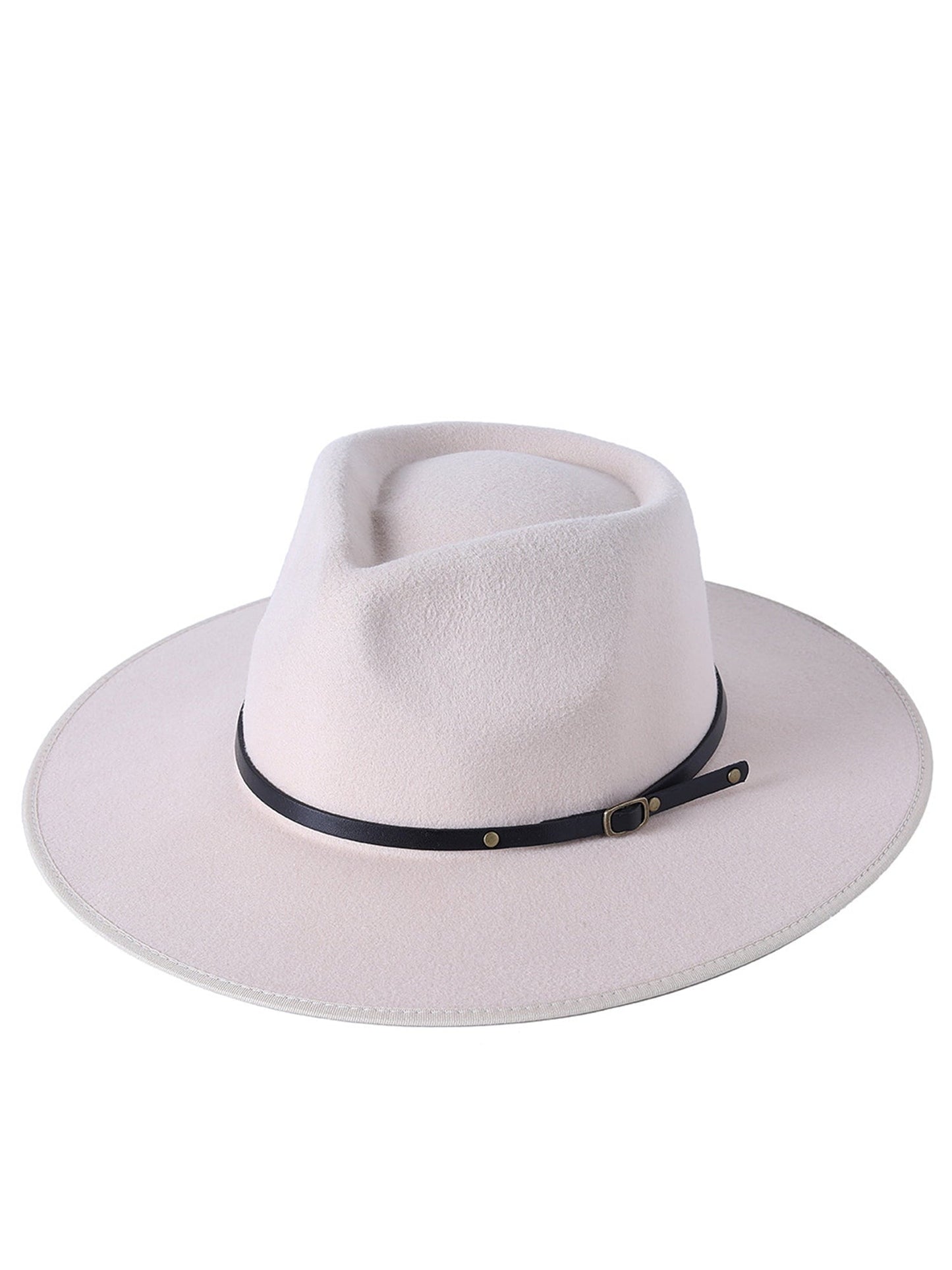Kapelusz unisex typu Fedora z filcu – szerokie rondo i ozdobna klamra