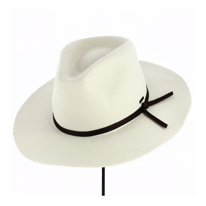 Kapelusz unisex typu Fedora z filcu – szerokie rondo i ozdobna klamra